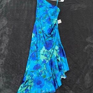 Eliza J Asymmetrical Blue Floral Dress
